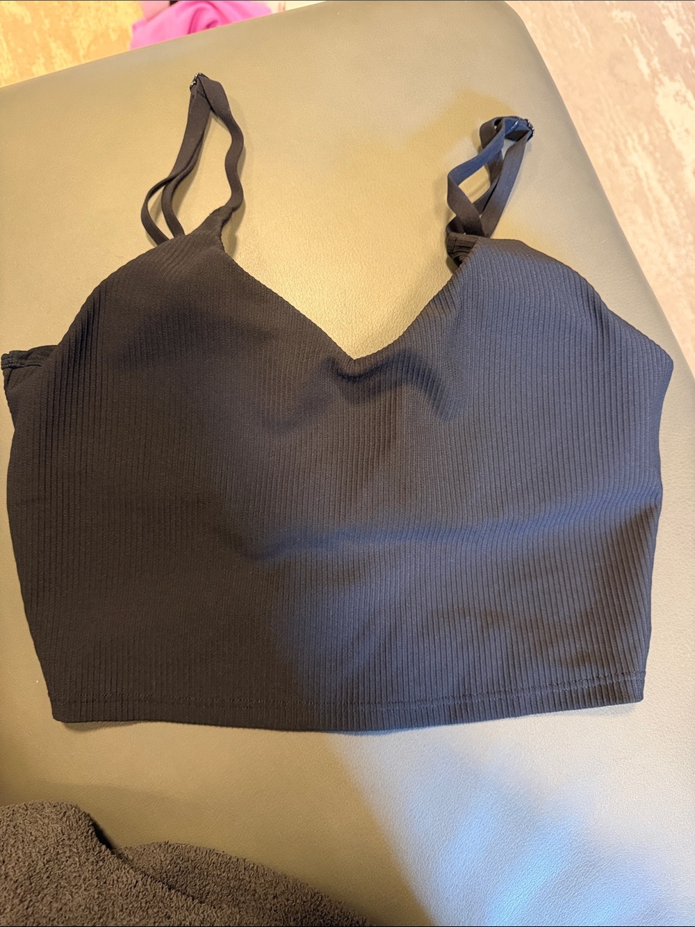 Athleta Black Ribbed Bralette Crop